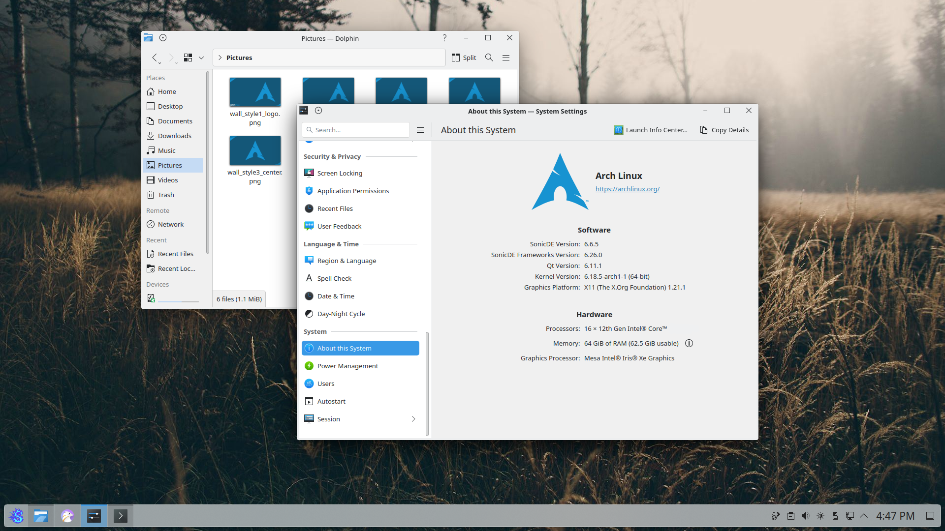 SonicDE on Arch Linux